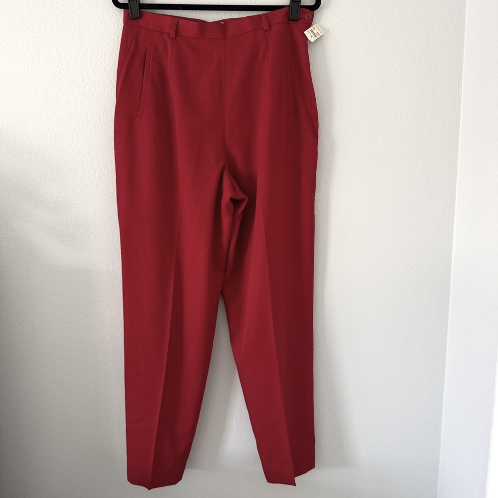 Vintage Talbots Size-14 Red Dress Pants 100% Wool Trousers Lined Side Zip